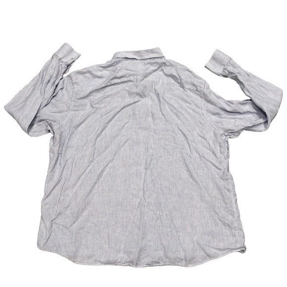 Untuckit Blue Stripe Linen Vignoles Long Sleeve Button Down Shirt Top size XXXL - Picture 3 of 10